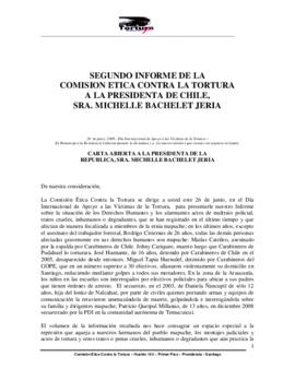 Segundo informe de la Comisión Ética Contra la Tortura a la Presidenta de Chile, Sra. Michelle Ba...