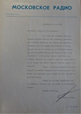 Carta de René Largo Farías a Pascualina Morales