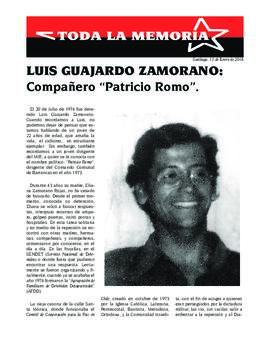 Luis Guajardo Zamorano: Compañero “Patricio Romo”