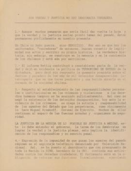 Carta Sin verdad y justicia no hay democracia verdadera