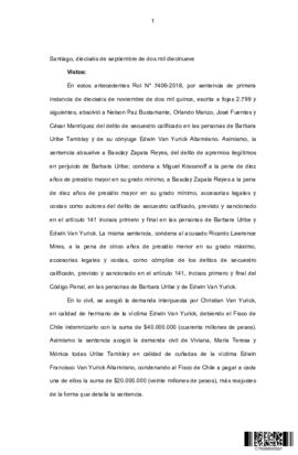 Sentencia dictada por la Corte Suprema por el secuestro de Bárbara Uribe Tamblay y Edwin Van Yuri...