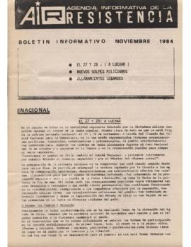 Boletín Informativo Noviembre. Agencia Informativa de la Resistencia