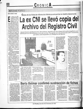 La ex CNI se llevó copia del Archivo del Registro Civil