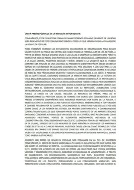 Carta de los presos políticos de la revuelta de Antofagasta