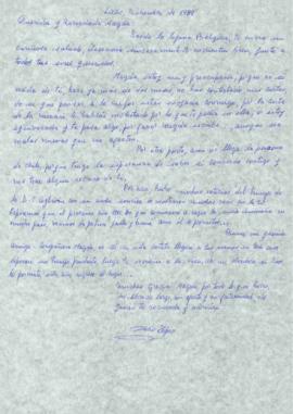 Carta de Alicia Tapia a Magdalena, diciembre de 1989
