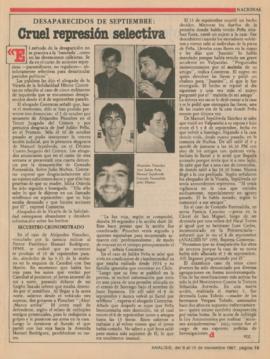 Desaparecidos de septiembre: Cruel represión selectiva