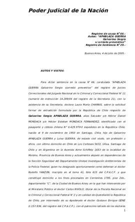 Sentencia sobre solicitud de extradición de Galvarino Sergio Apablaza Guerra