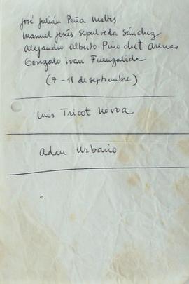 Manuscrito nombres detenidos 1987