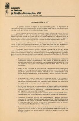 Declaración pública de la AFDD pidiendo esclarecer las violaciones a los DDHH