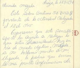 Nota de Alicia Tapia a Magdalena Navarrete