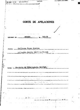 Recurso de amparo 480-74 en favor de Guillermo Reyes Oyarzún y Galvarino Apablaza Guerra