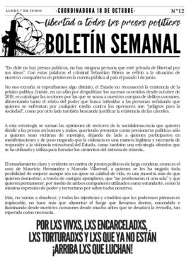Boletín Semanal Libertad a todxs lxs presxs políticxs Nº12