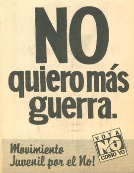 Volante "NO quiero más guerra"