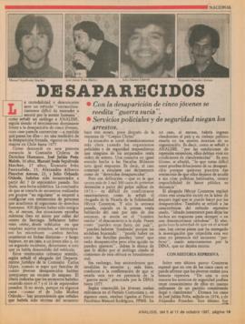 DESAPARECIDOS: Con la desaparición de cinco jóvenes se reedita "guerra sucia"