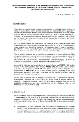 Procesamiento y análisis de la información remitida por el Ministro Jorge Zepeda Arancibia el 14 ...