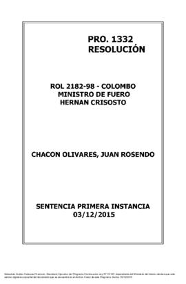 Sentencia de Primera Instancia por el secuestro de Juan Chacón Olivares