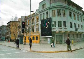 Postal de intervención de la Campaña José Huenante en la sede de la ANEF