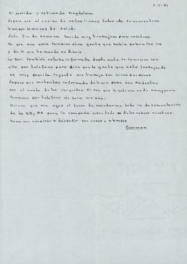 Carta de Carmen Quezada a Magdalena Navarrete