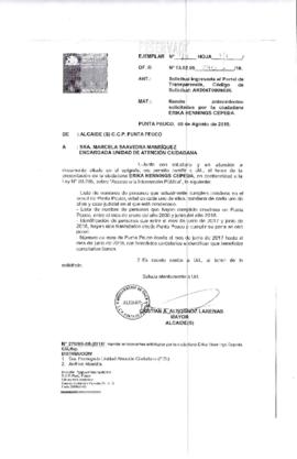 Respuesta del Alcaide de Punta Peuco a solicitud de datos de reos y ex-reos del Centro de Detenci...