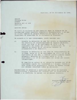 Carta de Agustín Holgado Bloch a Viviana Uribe