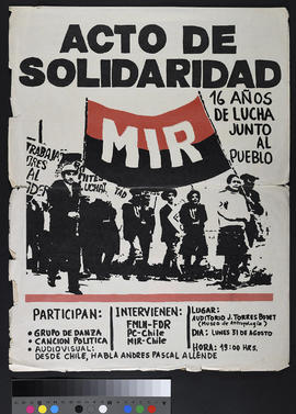 Afiche "Acto de solidaridad. 16 años de lucha"