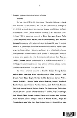 Sentencia de la Corte Suprema por el secuestro de Juan Chacón Olivares