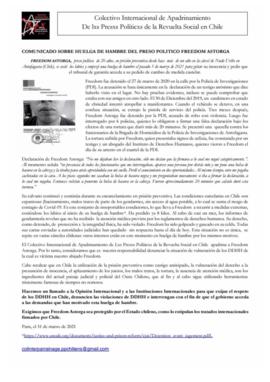 Comunicado de huelga de hambre de Freedom Astorga