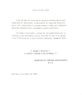 Invitación del MIR a una reunión