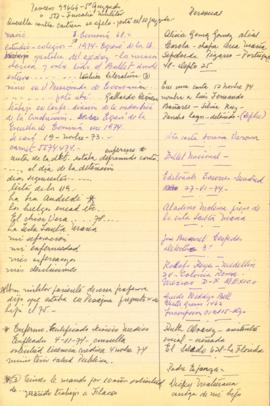 Manuscrito con información sobre Sergio Reyes