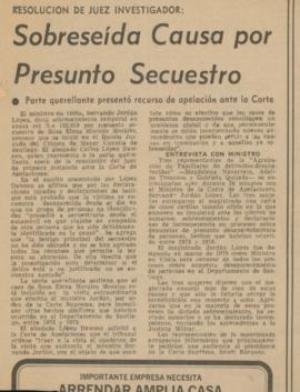 Resolución de juez investigador: Sobreída causa por presunto secuestro