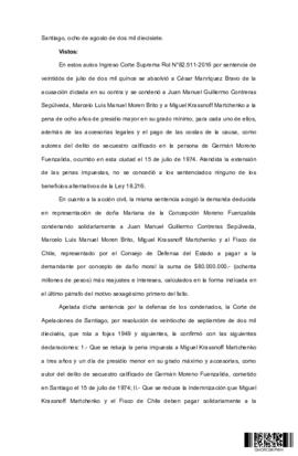 Sentencia de la Corte Suprema por el secuestro de Germán Moreno Fuenzalida