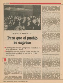 Mujeres y Asamblea: Para que el pueblo se exprese