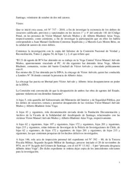 Sentencia de Primera Instancia sobre el caso de Víctor Arévalo Muñoz y Alberto Arias Vega
