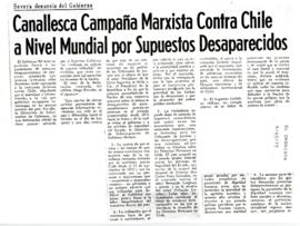 Canallesca campaña marxista contra Chile a nivel mundial por supuestos desaparecidos