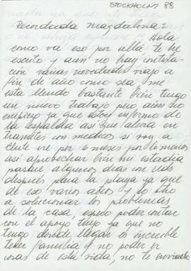 Carta de Andrés Rekas a Magdalena Navarrete