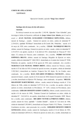 Sentencia de Primera Instancia en el caso de Jorge Grez