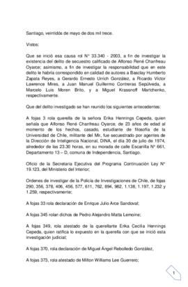 Sentencias por desaparición forzada de Alfonso Chanfreau Oyarce