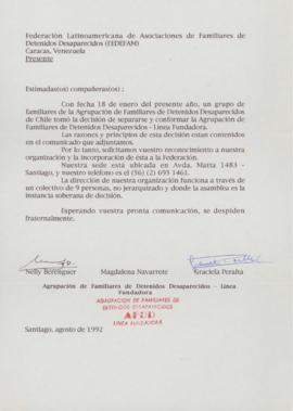 Carta de la  AFDD-LF a la FEDEFAM