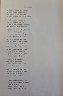 Poema "Nostalgias"