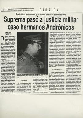 Suprema pasó a justicia militar caso hermanos Andróginos