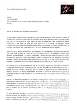 Carta abierta a la alta comisionada Michelle Bachelet