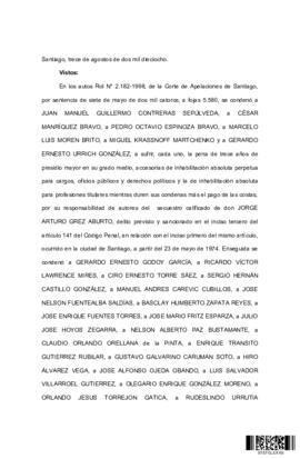 Condena dictada por la Corte Suprema de Santiago en el caso de Jorge Grez