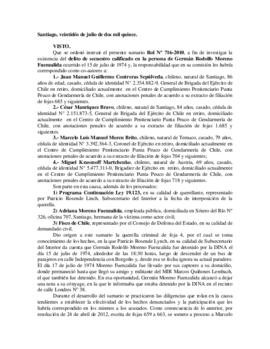 Sentencia de Primera Instancia por el secuestro de Germán Moreno Fuenzalida