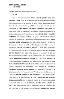 Sentencia por delito de secuestro de  Nelsa Zulema Gadea Galán y Julio Cesar Fernández Fernández