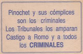 Panfleto Castigo a Romo y a todos los criminales