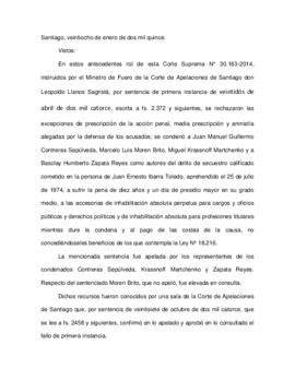 Sentencia de la Corte Suprema por el secuestro de Juan Ibarra Toledo