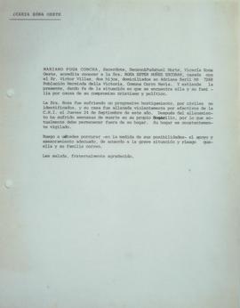 Certificado emitido por Mariano Puga en favor de Rosa Nuñez Escobar