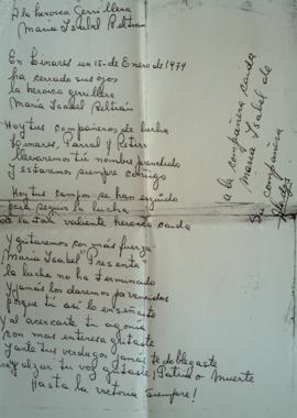 A la compañera caída María Isabel Beltrán