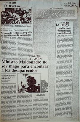 Recortes de prensa sobre el encuentro de la Agrupación de Familiares de detenidos desaparecidos c...