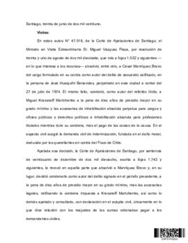Sentencia de la Corte Suprema sobre el secuestro de Joel Huaiquiñir Benavides